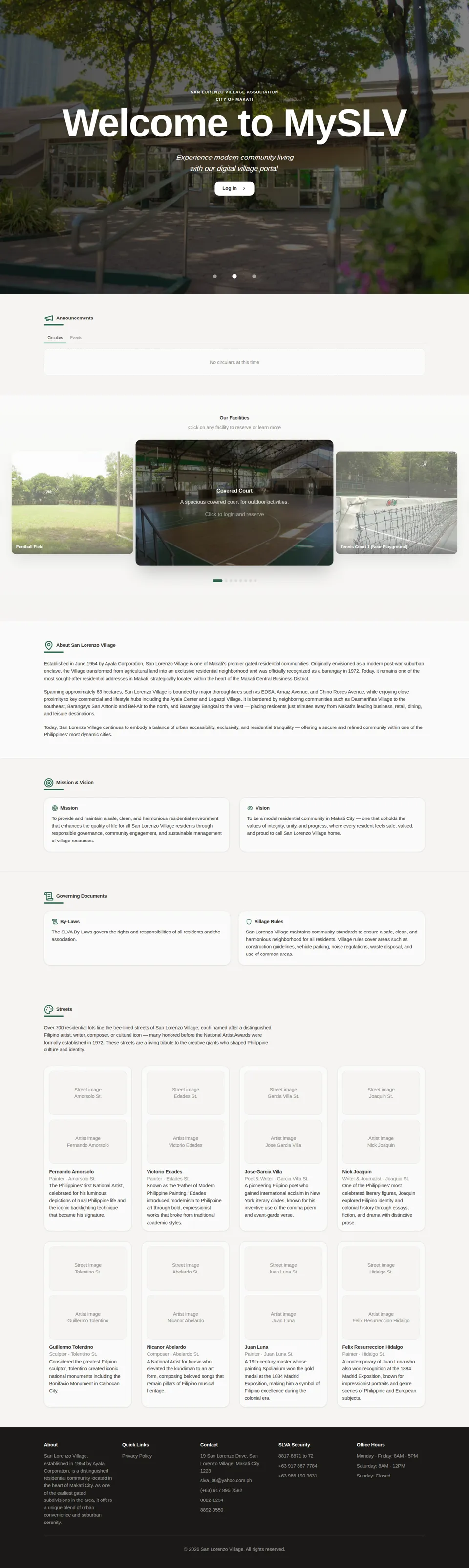 Full MySLV home page, from hero to footer