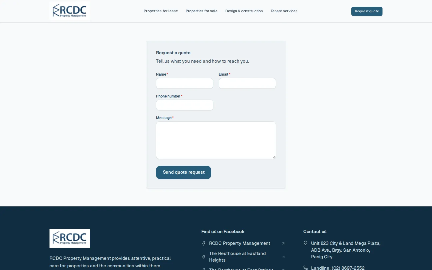 Request a quote form